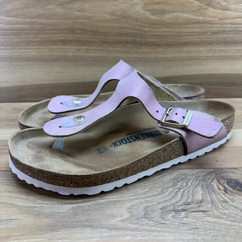 Birkenstock Gizeh Sandals Womens 8 W EU 39 Pink Shimmer Thong Summer Vacation